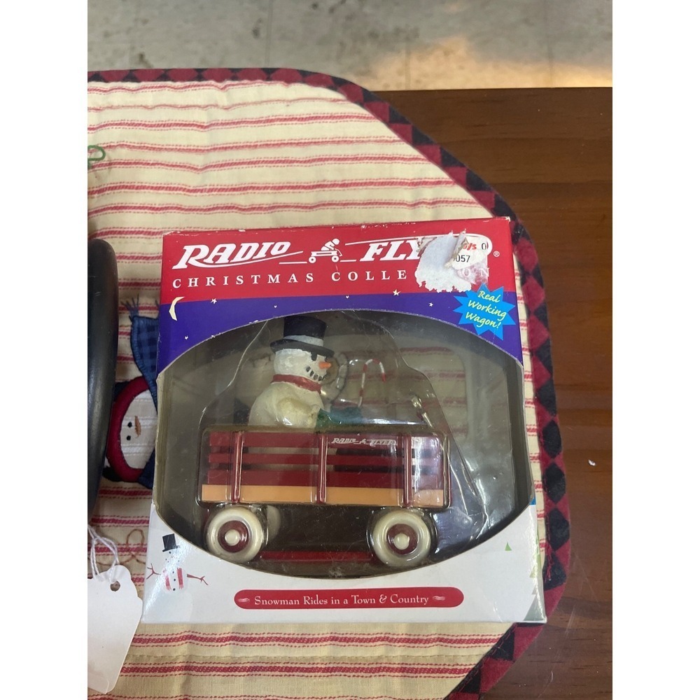 Radio‎ Flyer, Christmas Collection Ornament. Snowman Rides In A Town And Country